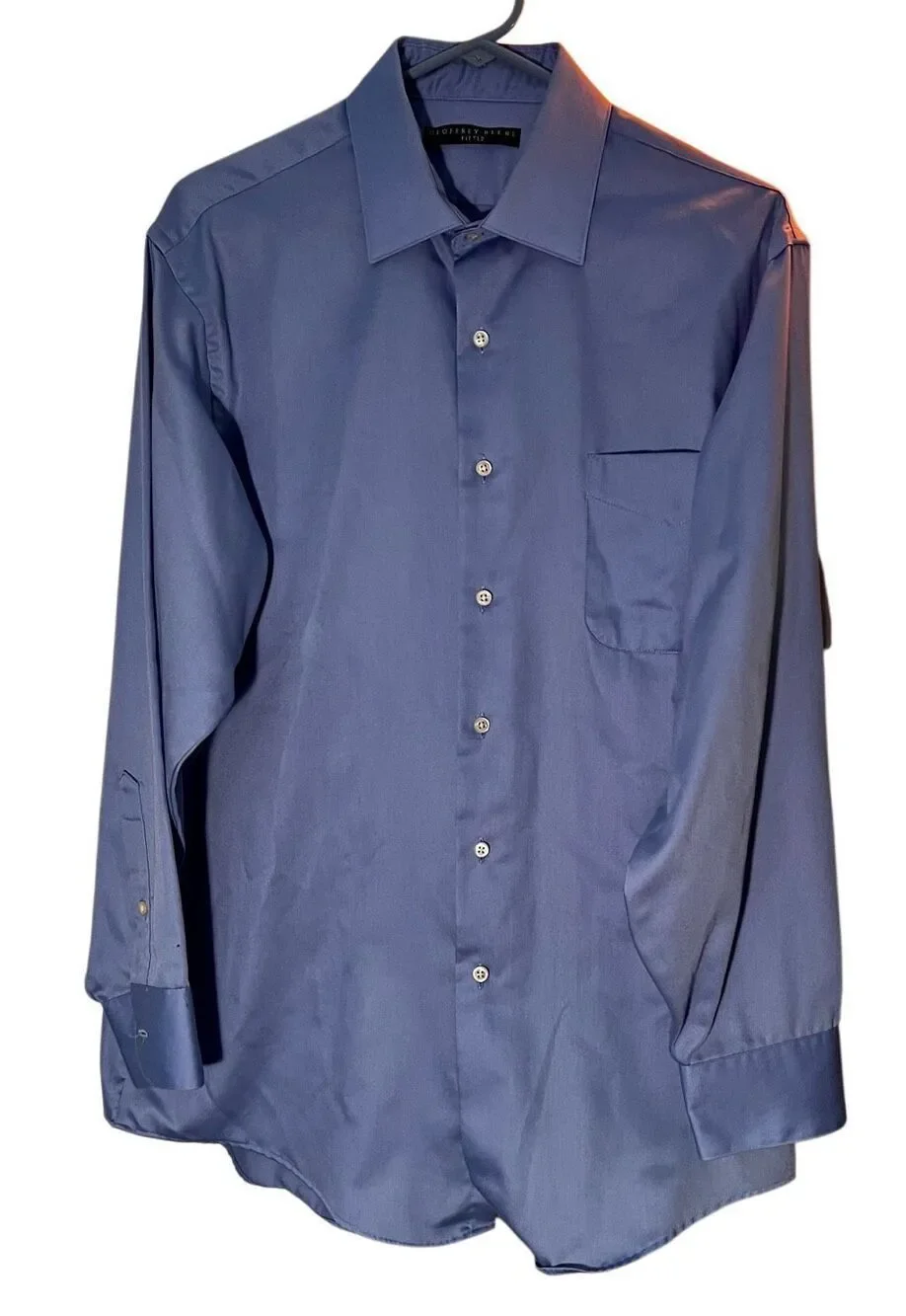 Geoffrey Beene Fitted Blue Shirt Button Down Long Sleeve Size 15.5 32/33